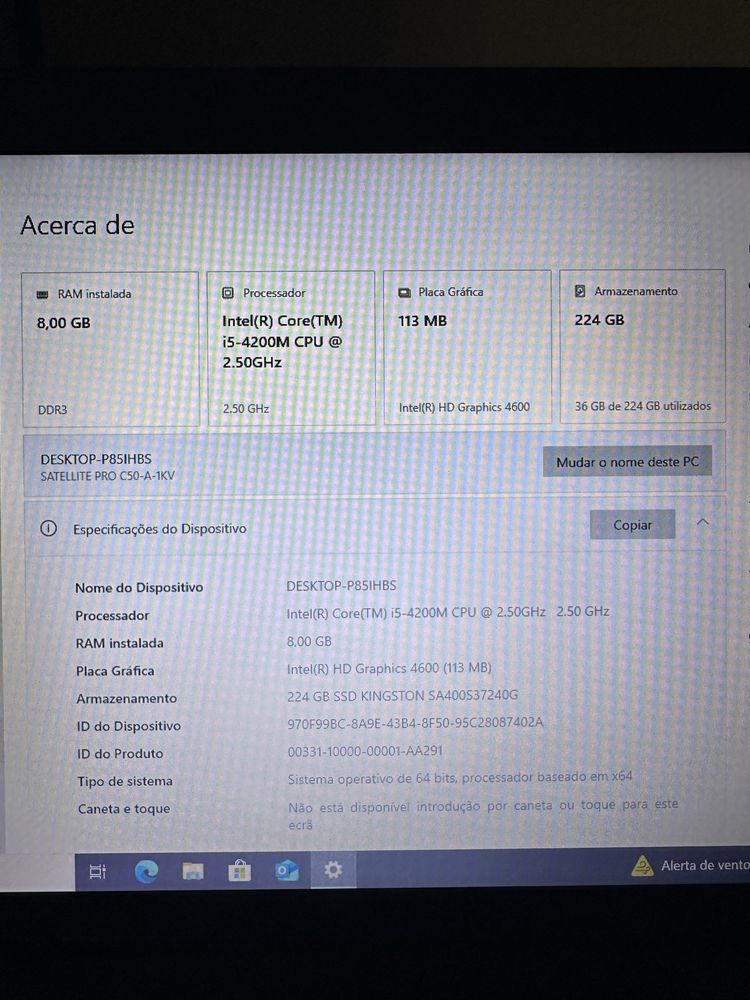 Portatil TOSHIBA PRO C50   i5
