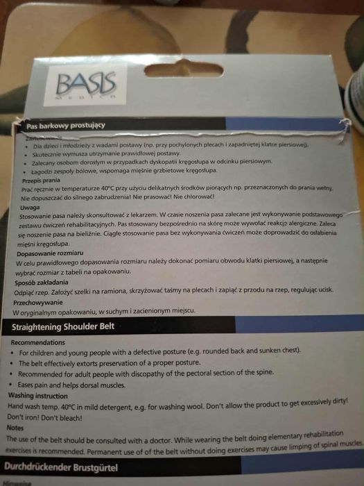 Pas barkowy prostujący