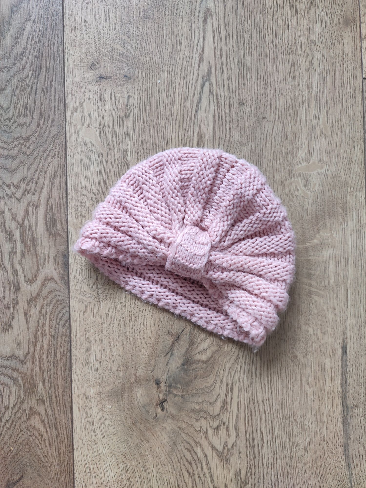 Różowa czapka turban 6-12m