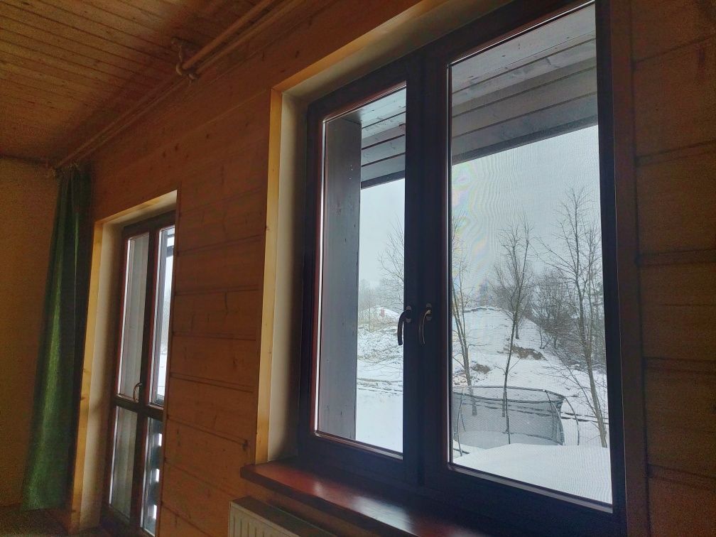 Okno drewniane dwuszybowe 145 x 163 wysokie