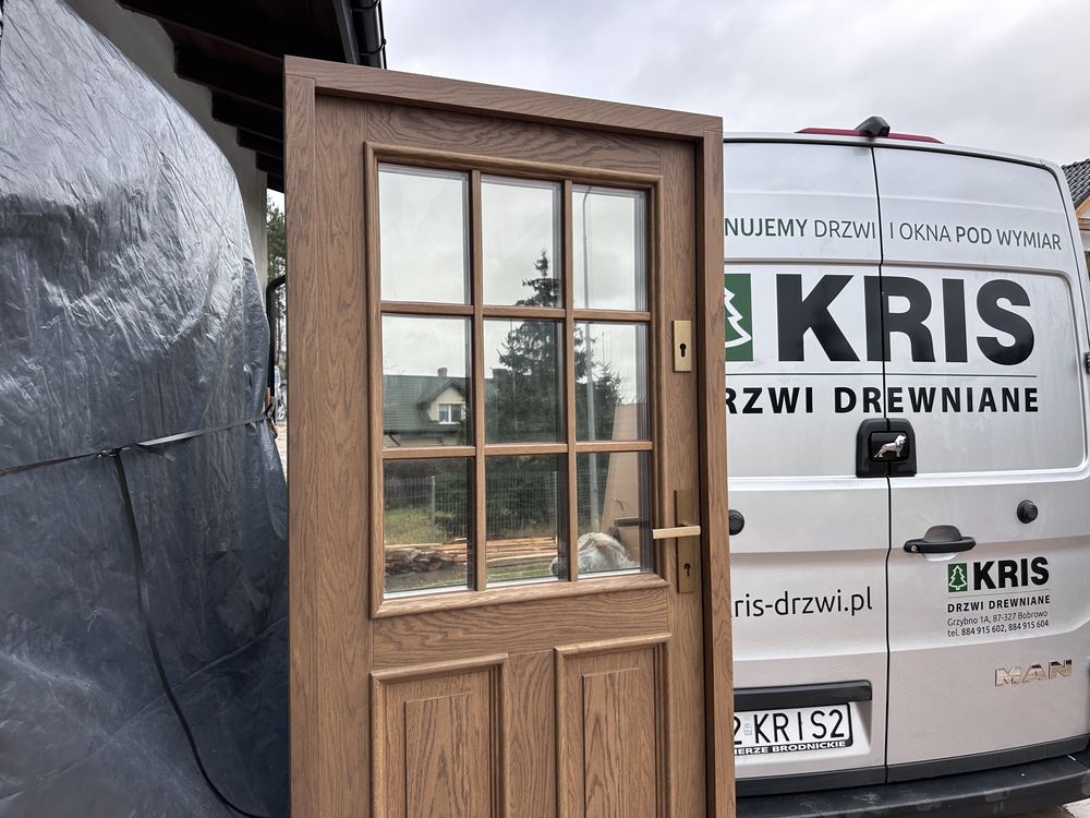 Drzwi zewnętrzne drewniane Czyste powietrze dostawa i montaż Polska