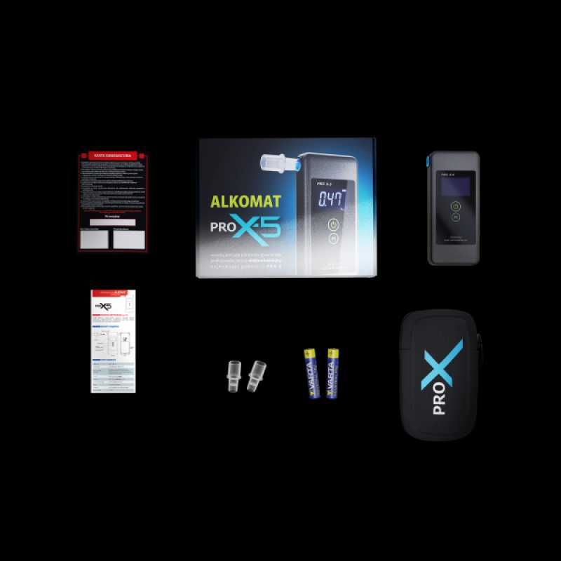 PRECYZYJNY Alkomat elektrochemiczny PRO X-5 z pamięcią pomiarów + Etui