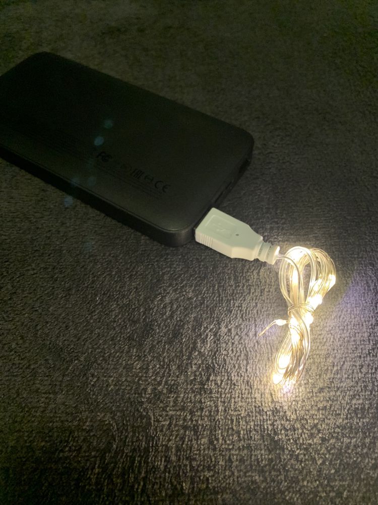 Гірлянда на батарейках та USB 2 метр 20 LED різні кольори гирлянда
