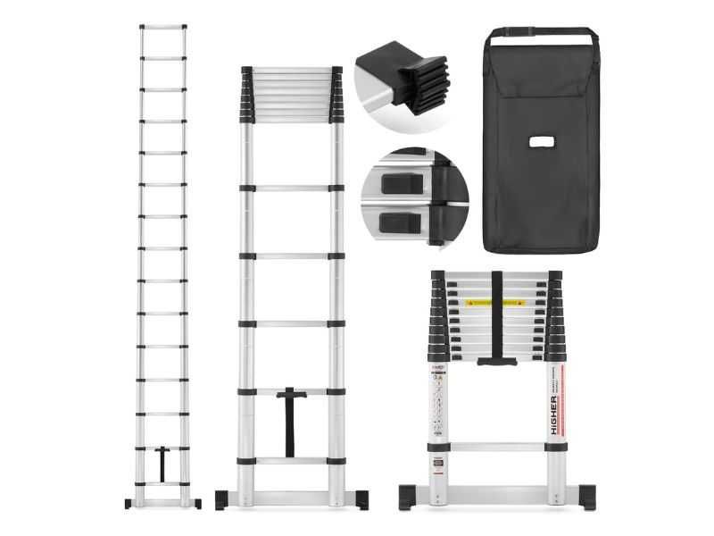 Drabina aluminiowa teleskopowa przystawna HIGHER 260 cm + torba