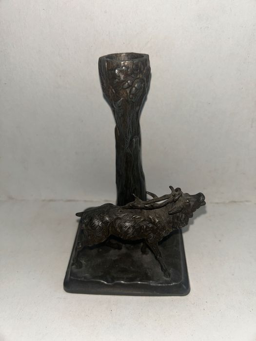 Stary świecznik JELEŃ - 15 cm