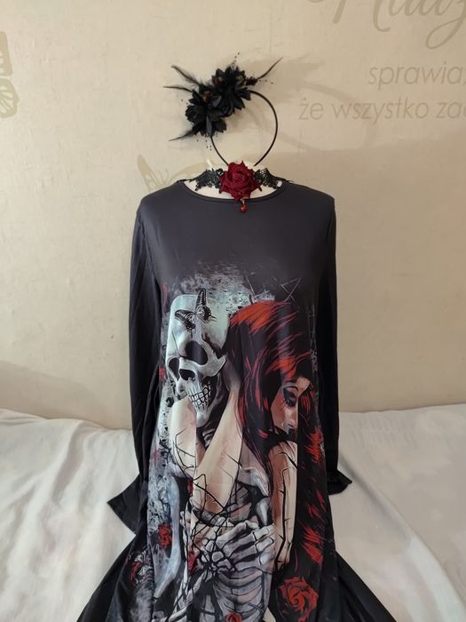 Strój przebranie kobieta w czerni gotyk suknia jak obraz rozmiar XL