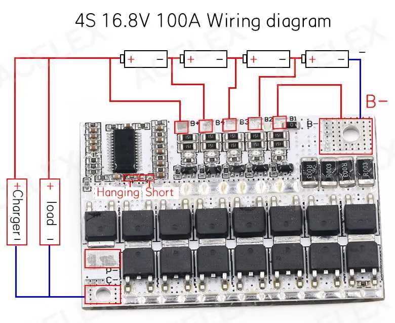 BMS Li-ion, LiFePo4 100A 5S,4S,3S плата захисту акб з балансиром