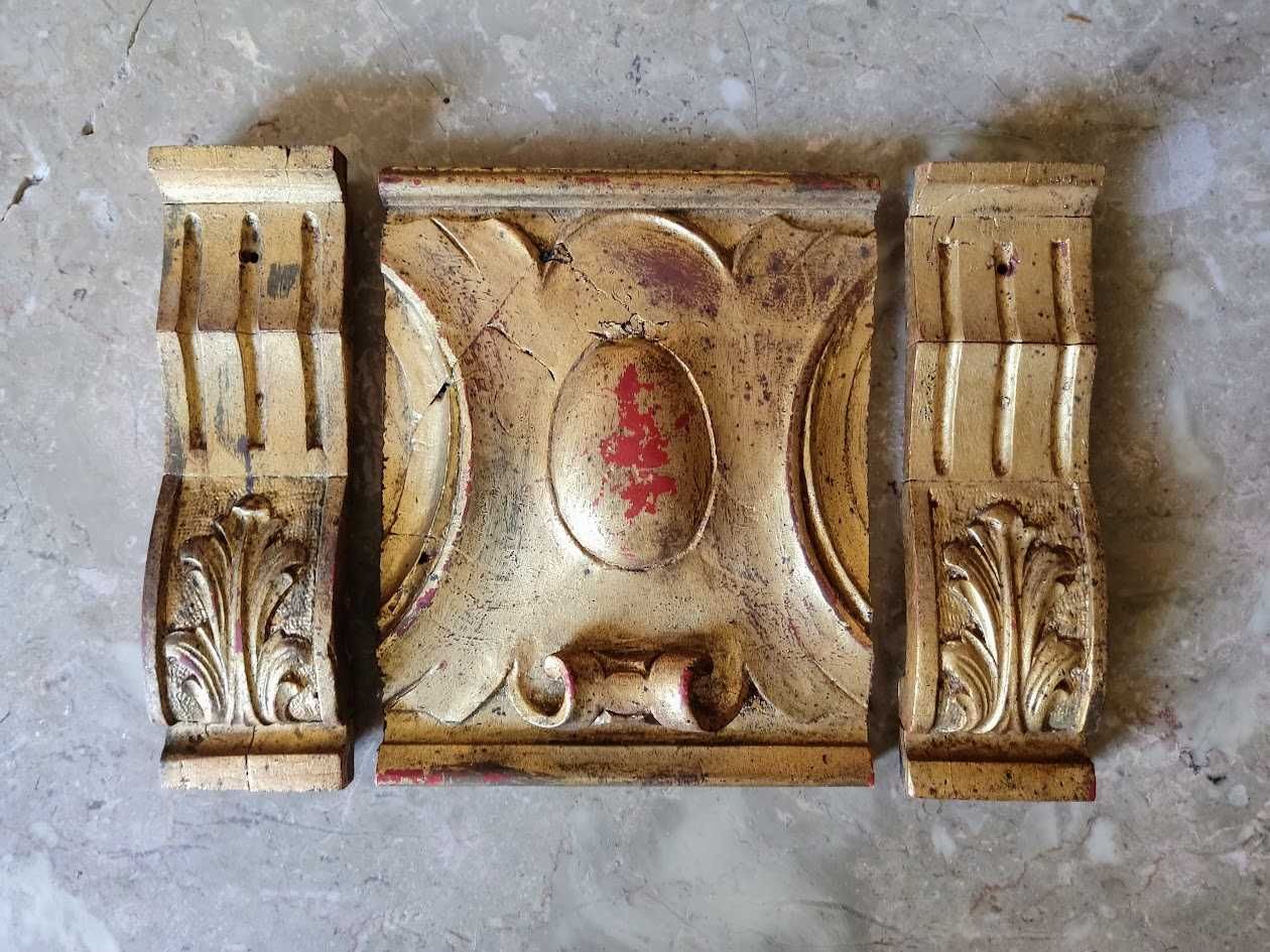 Peças antigas decoração de altar religioso em talha dourada