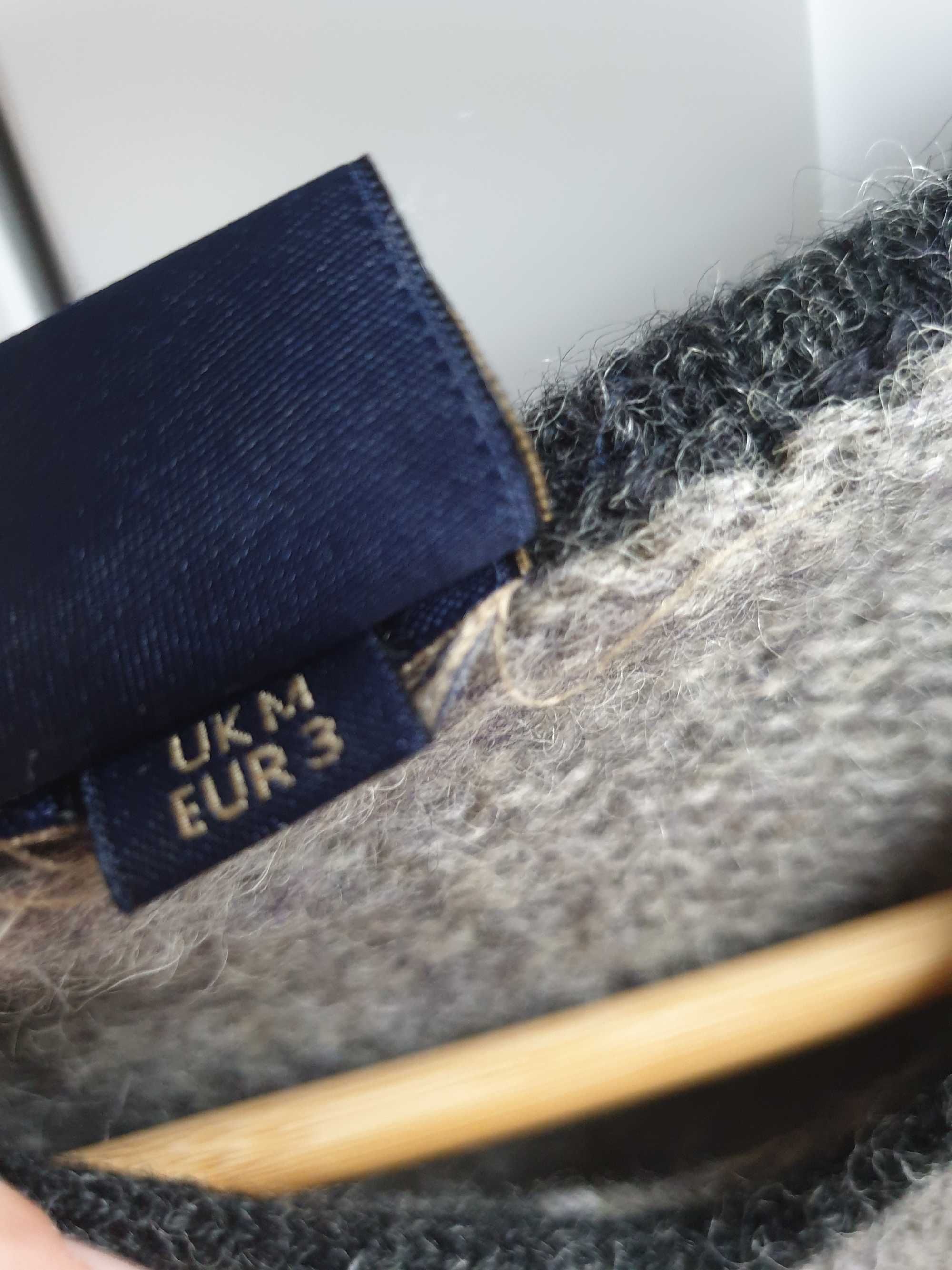 Męski sweter wełniany szary 100% wełna M oversize