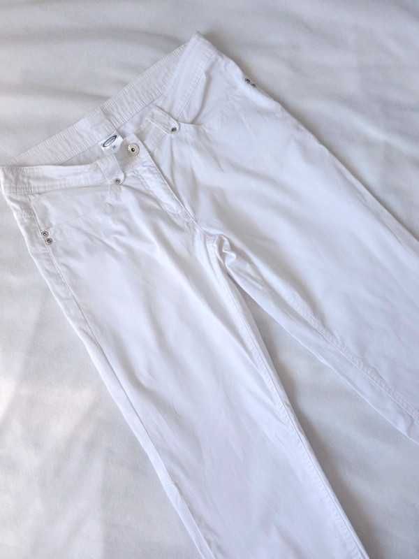 Białe Eleganckie spodnie Bawełniane z szerokimi nogawkami M 38 10