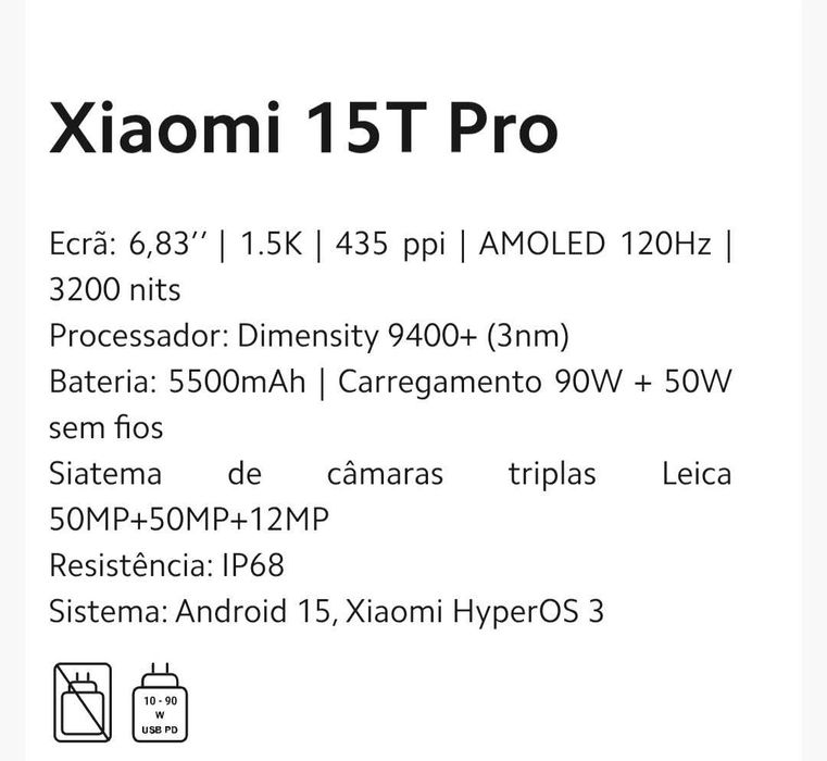 Xiaomi 15T Pro 512gb + Carregador + Capa.