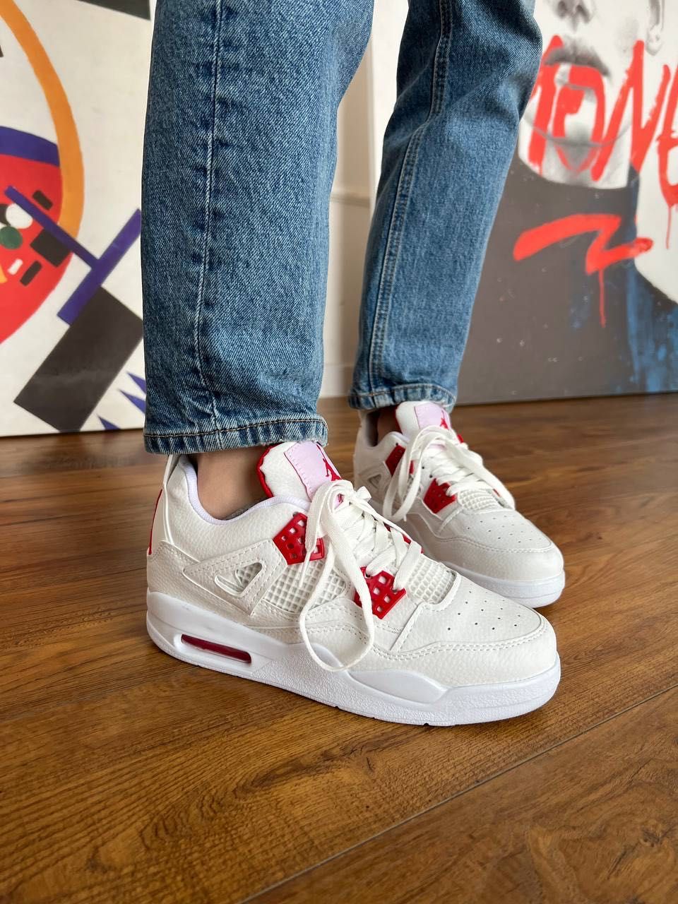 Jordan 4 Retro White/Red Buty damskie trampki 36-40