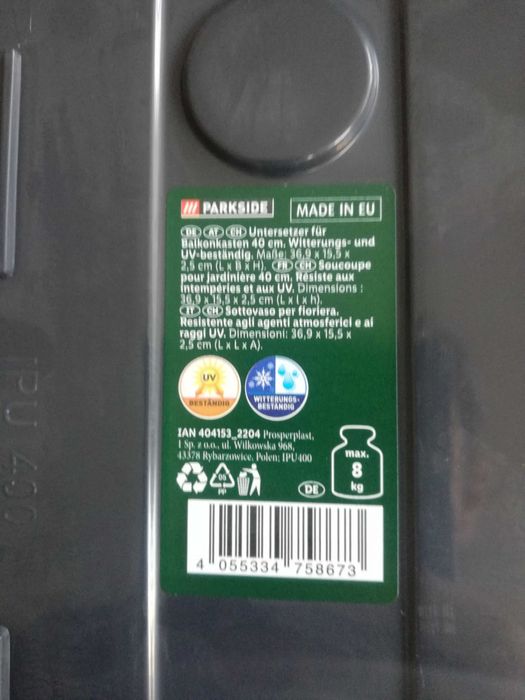 Doniczka balkonowa z podstawką 40cm