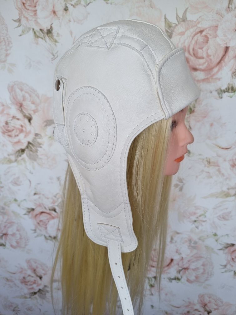 Czapka pilotka skórzana