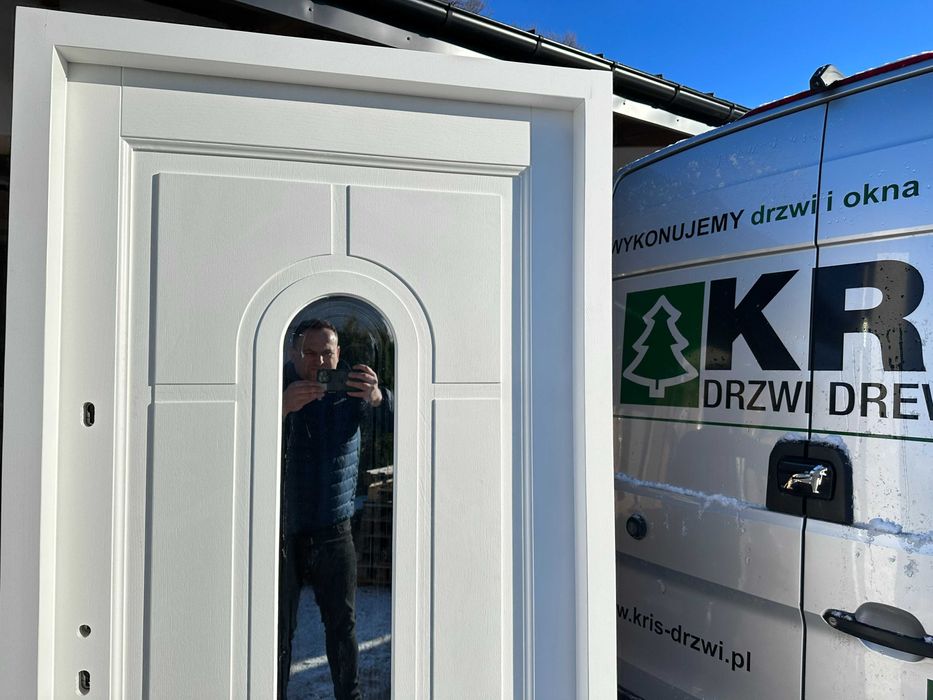 Drzwi zewnętrzne drewniane OD RĘKI BIAŁE na każdy wymiar CAŁA POLSKA