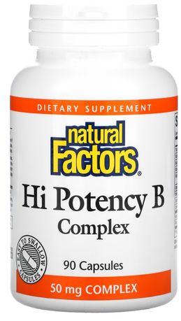 Natural Factors высокоэффективный комплекс витаминов группы B, 90 капс