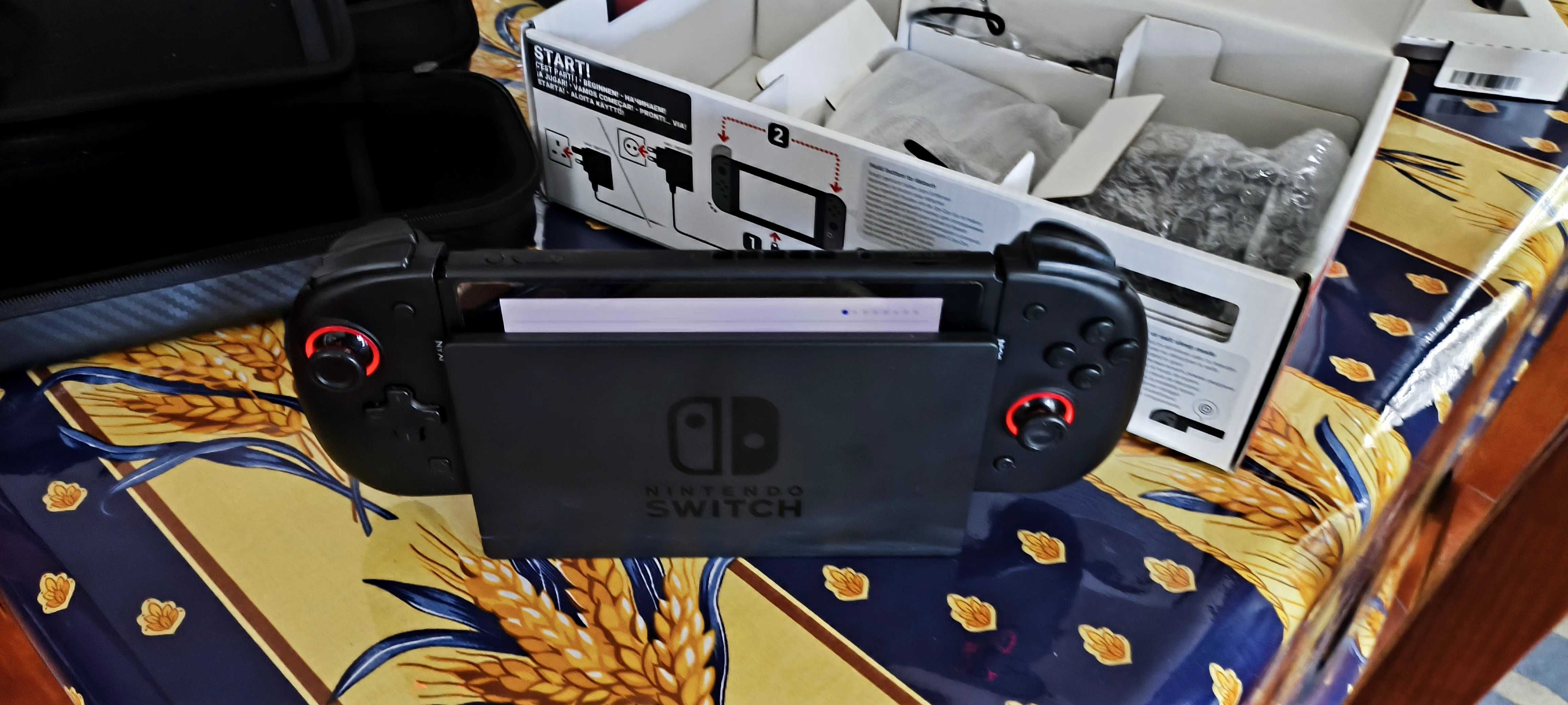 Nintendo switch v1 com joycon pro e mala de viagem nixy