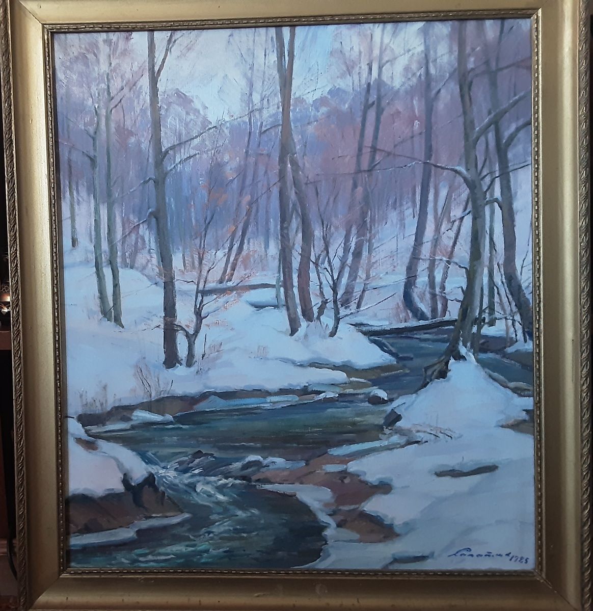" Зима в лесу" худ М. Сапатюк масло холст 80×70