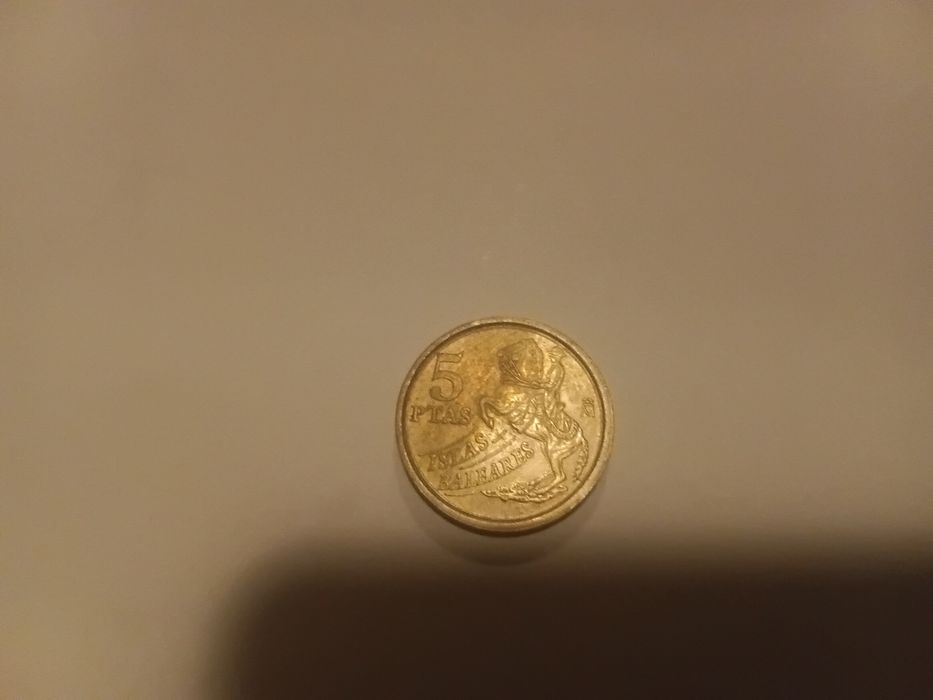 5 Ptas Moneta Hiszpania 1997 rok odwrotka destrukt