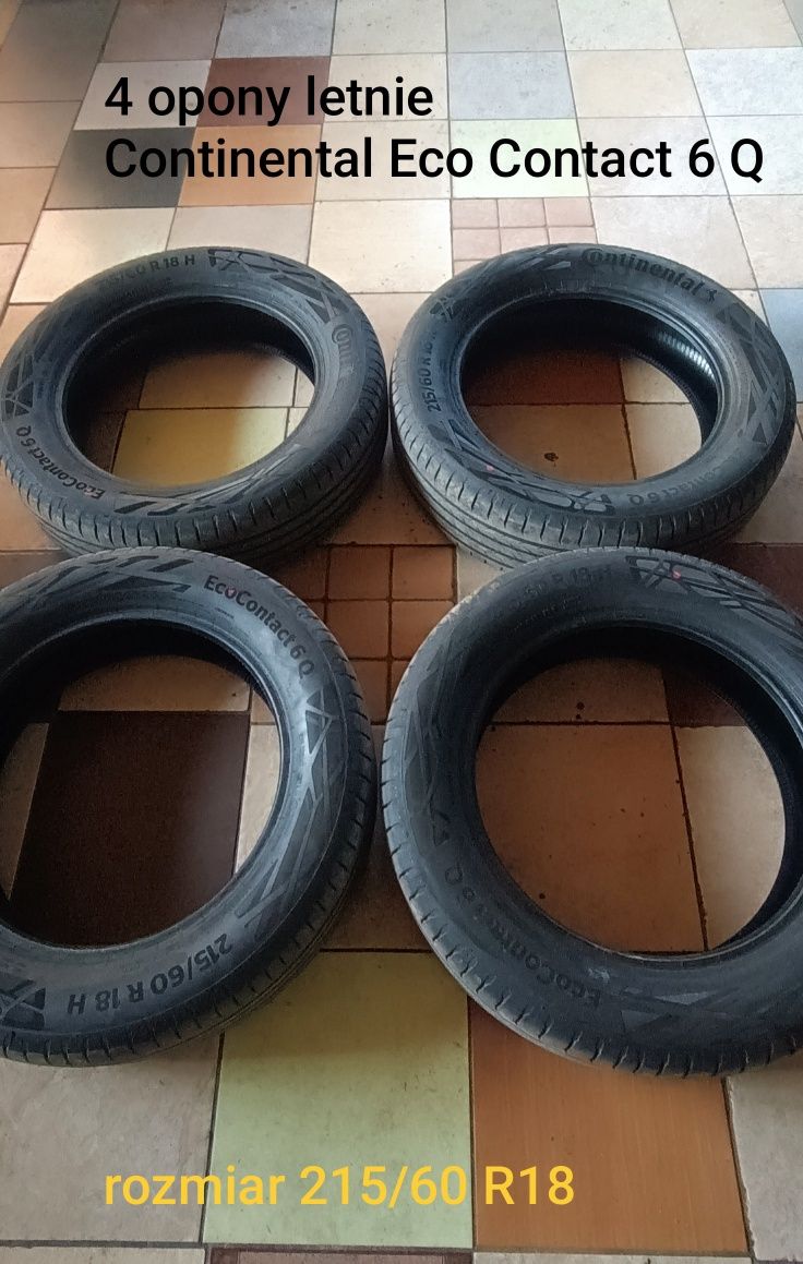 4 x praktycznie nowe opony letnie Continental Eco Contact 6 Q