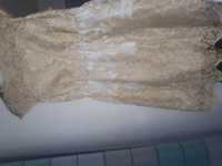 Sukienka koronka perlowo złota-wesele ,studniówka