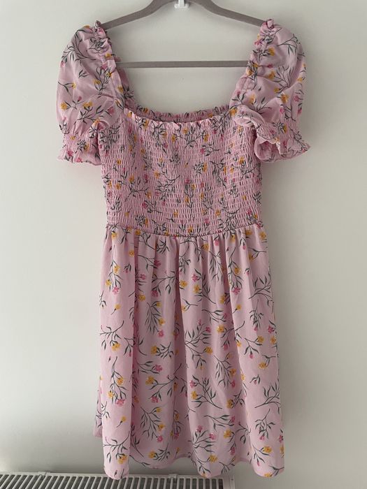 Sukienka milkmaid różowa w kwiaty H&M (38)