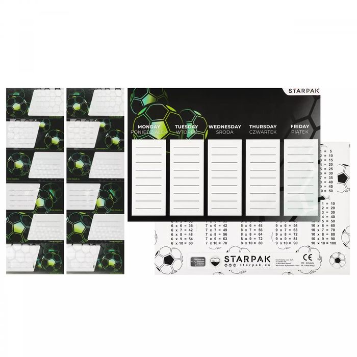 Plan Lekcji z Naklejkami Na Zeszyt Football Starpak 553579. Starpak