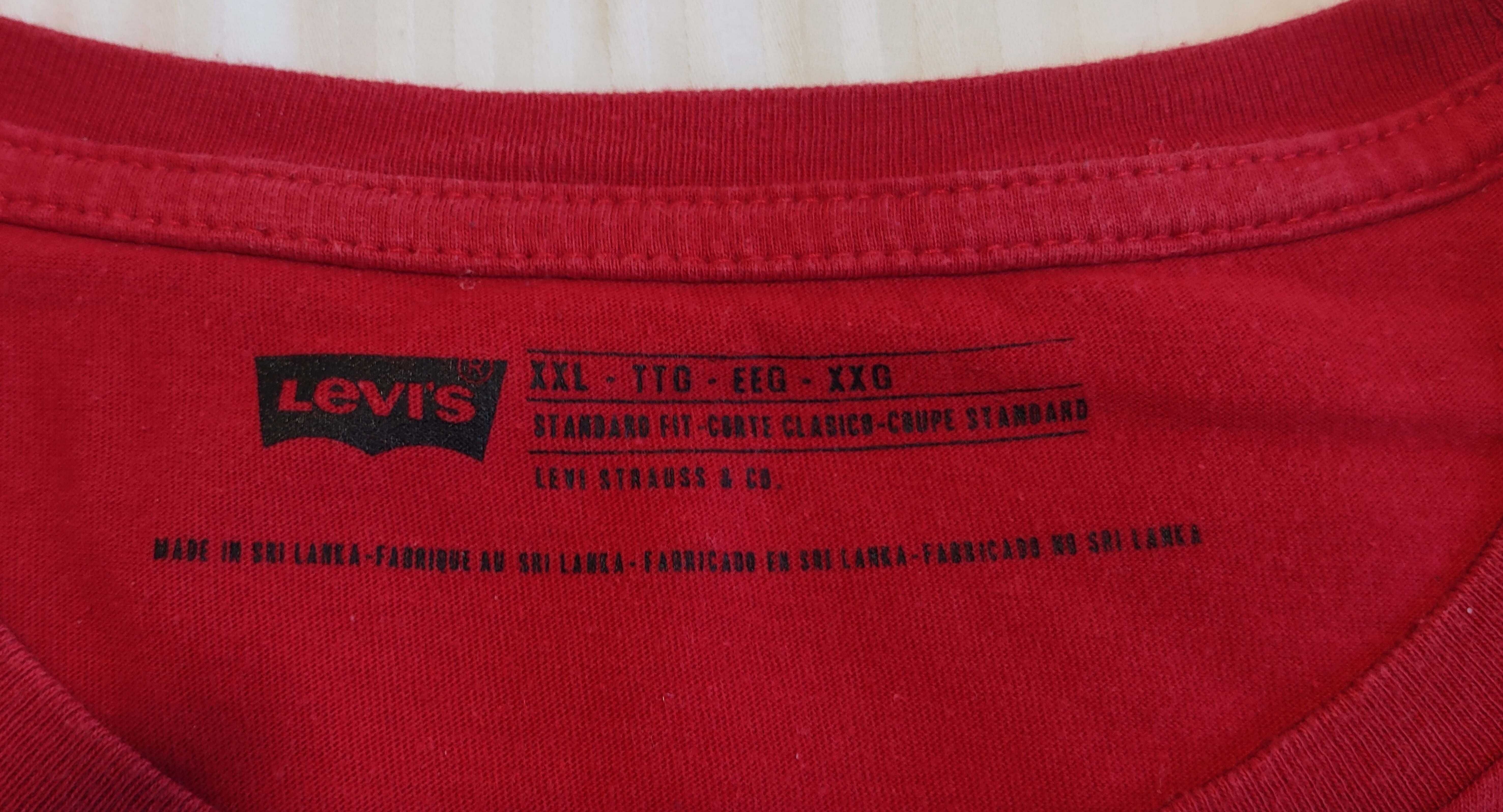 koszulka T-shirt LEVIS LEVI'S - czerwona - XXL - 2XL - używana