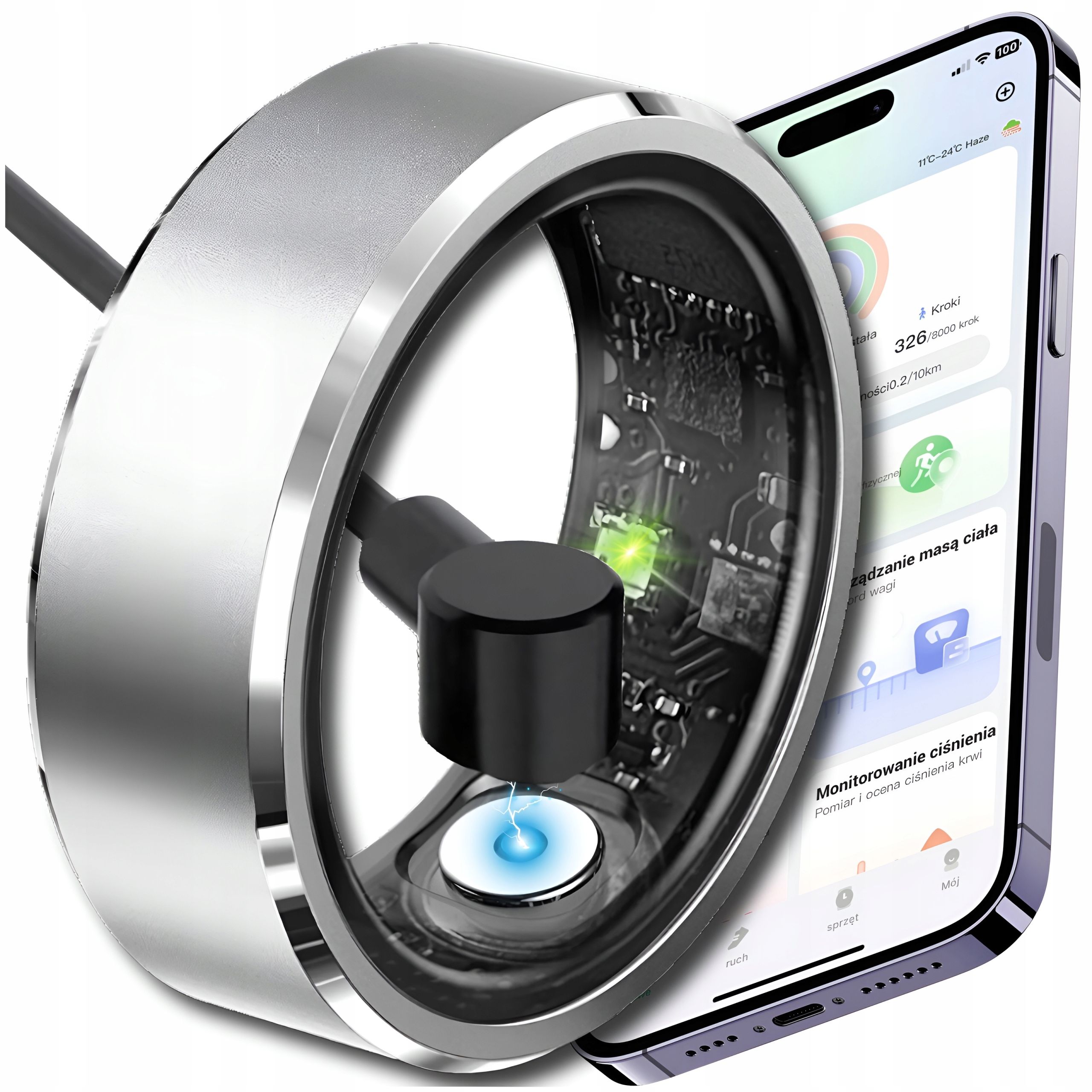 Smart Ring Inteligentny Pierścionek Tętno Sen Rozmiar 27 Smartring