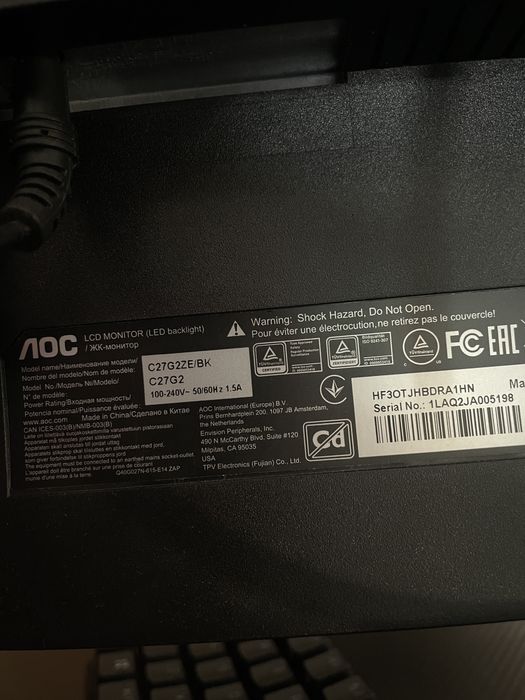 Monitor AOC curvo 27' 240hz