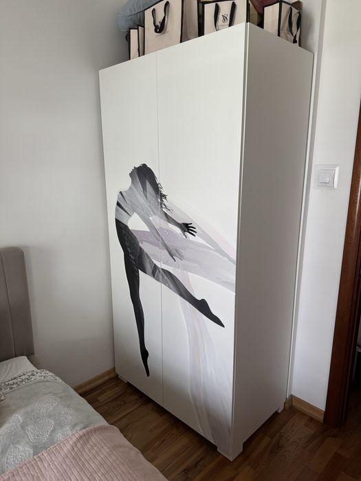 Szafa biała Meblik 100x200x57 dla dziewczynki Uni White Dance