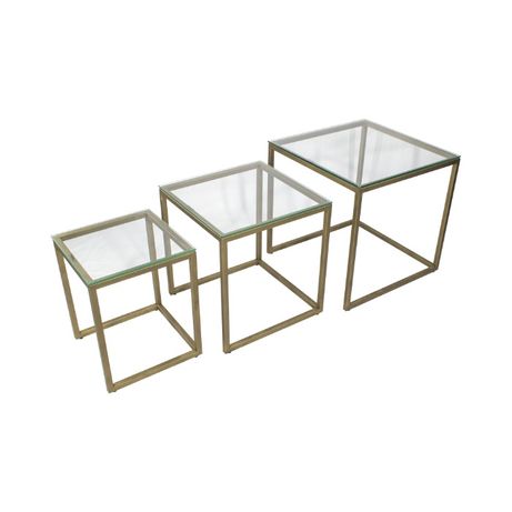 Mesa de centro em vidro/mesa de apoio - conjunto de 3 mesas -MINGUS