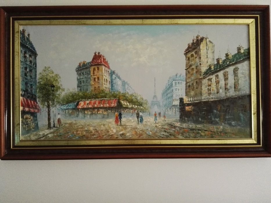 Óleo S/Tela Original Emoldurado Técnica de Pintura a Espátula Paris