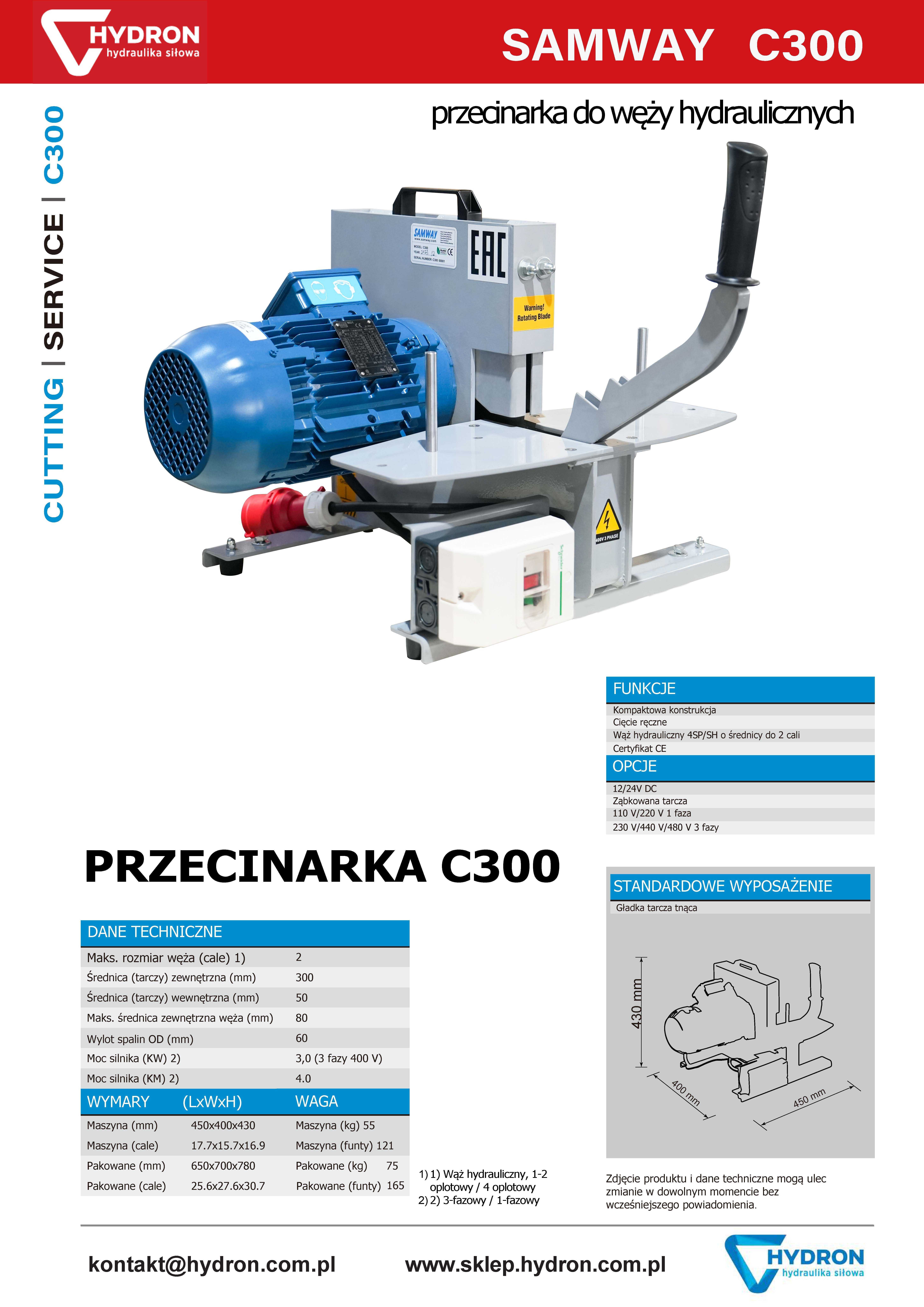 Przecinarka piła do cięcia węży SAMWAY C300 + transport + gwarancja +