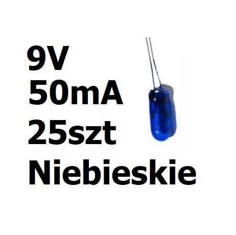 Żarówka miniaturowa niebieska 3x7mm 9V 50mA 25szt