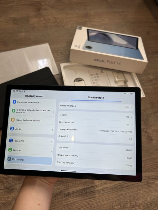 Oscal pad 16 8/256GB 4G, ідеальний стан