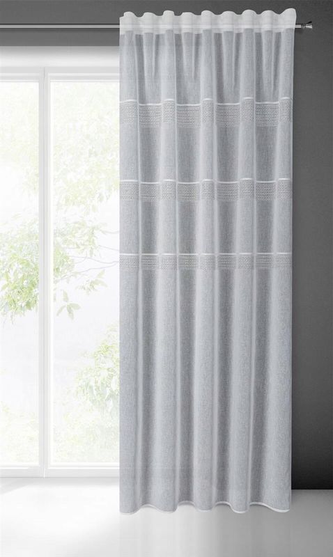 Firana gotowa okienna Dekoracyjna Ines 140x270 Taśma Biały