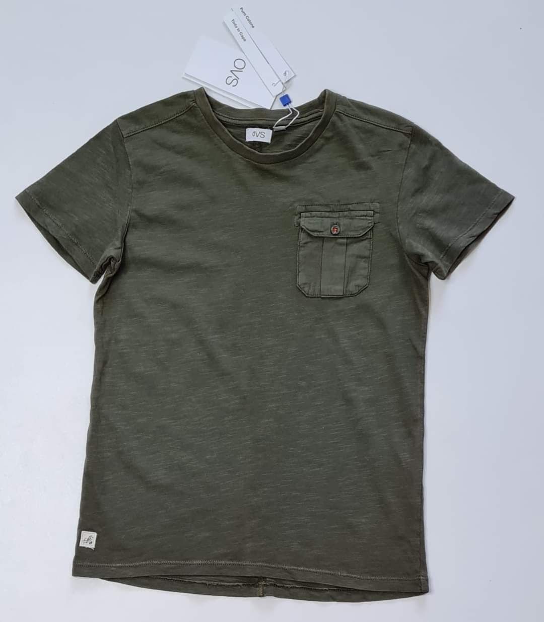 Koszulka T-shirt khaki OVS kieszonka 128cm 7/8lat