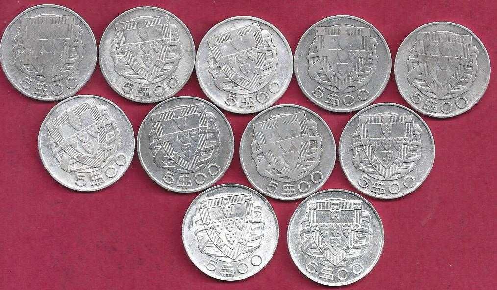 COLEÇÃO Completa 5 Escudos de Prata 11 Moedas 1932 a  1951
