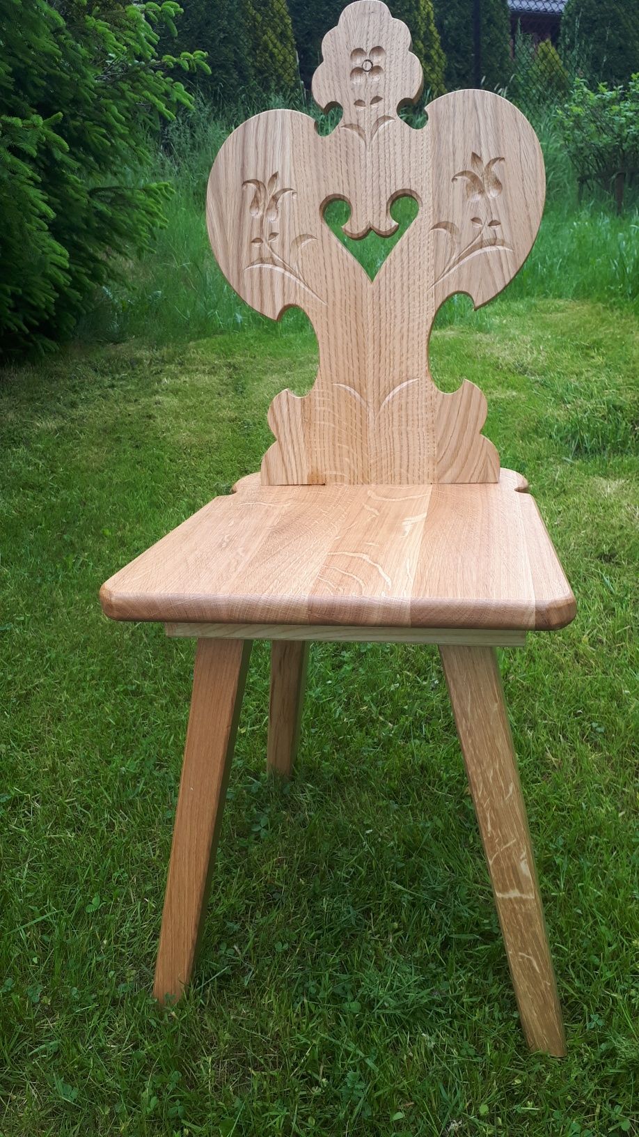 Krzesło Zydel Dębowe dąb rzeźbione góralskie z litego drewna