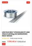 Drut spawalniczy LINCOLN LNM 316LSi