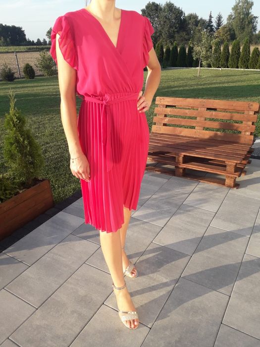 Sukienka plisowana plisy fuksja Koko Moda 36/38 S/M uni