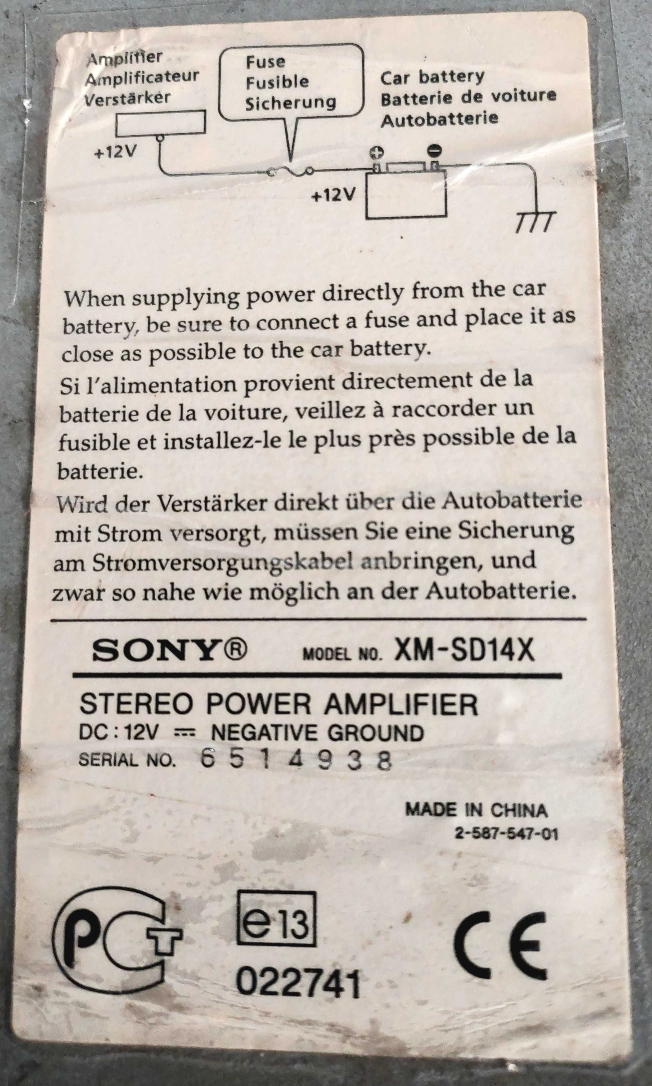 wzmacniacz samochodowy Sony XM-SD14X – klasa premium