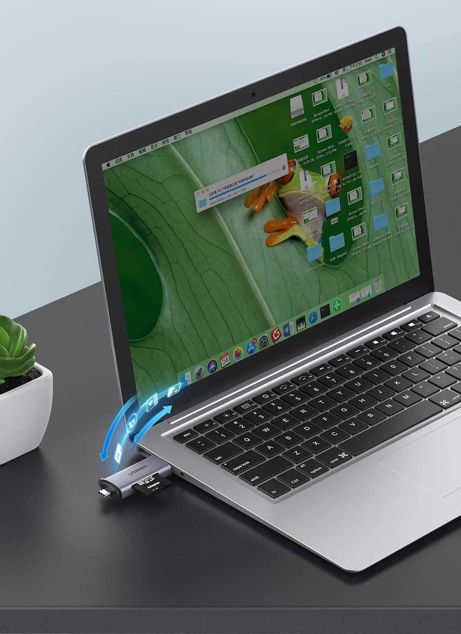 Кардрiдер 2в1 UGREEN CM185 USB-C/USB-A Card Reader (50706) SD/TF card