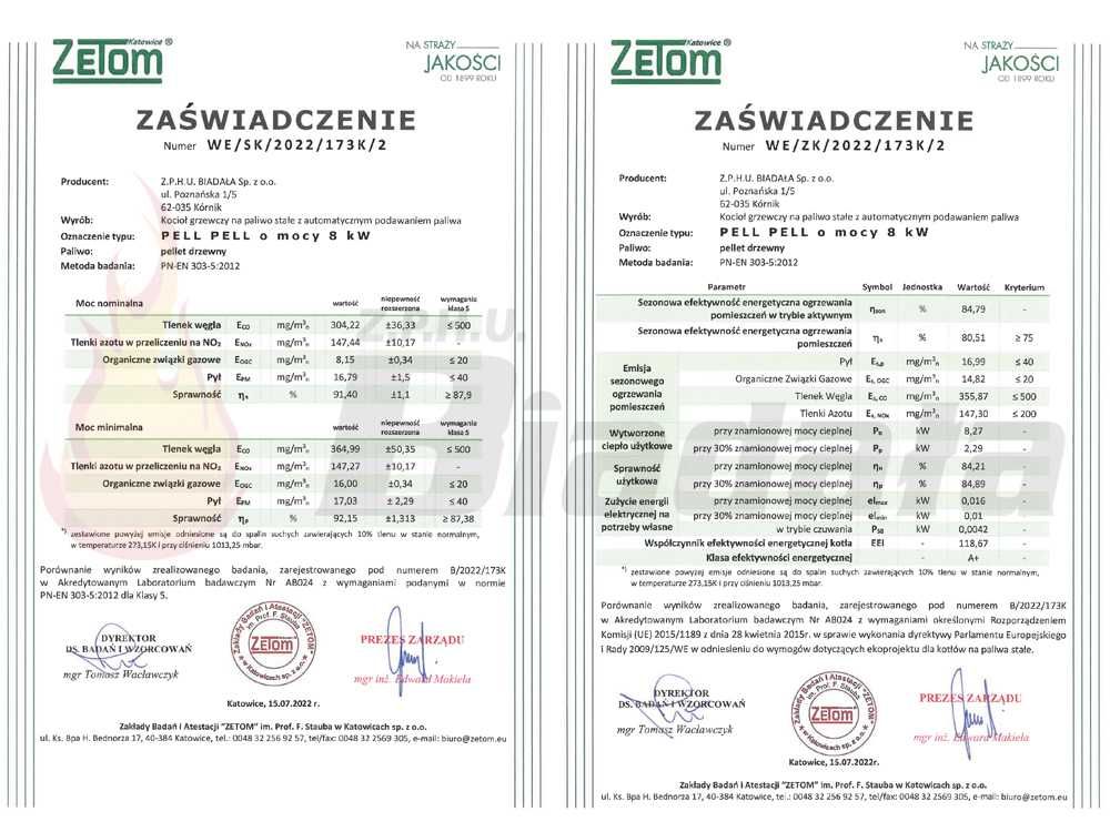 Kocioł Piec 8kW na Pellet Z Podajnikiem PellPell 5 KLASA Ecodesign