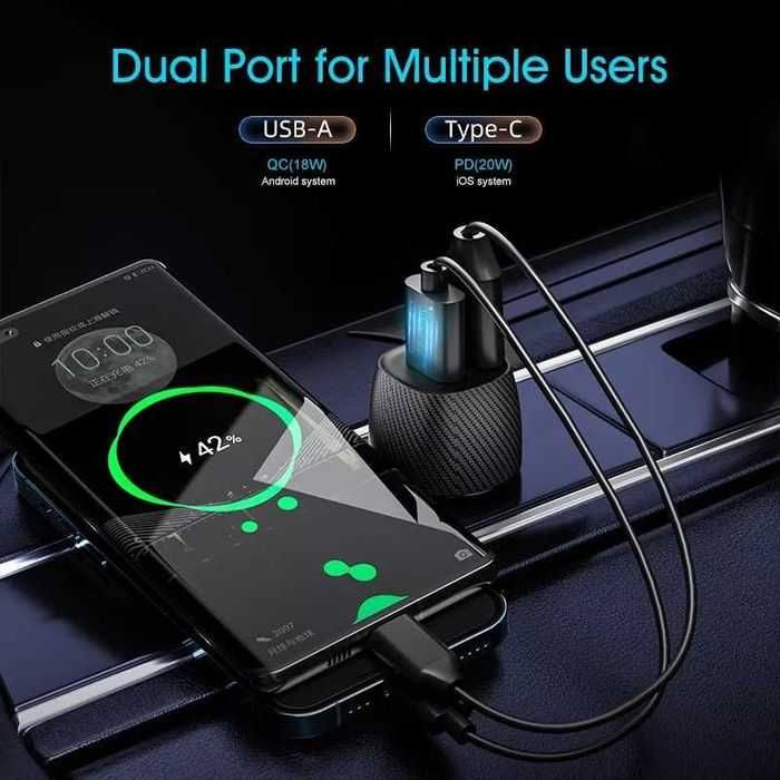 Автомобильное зарядное устройство QCY 20W