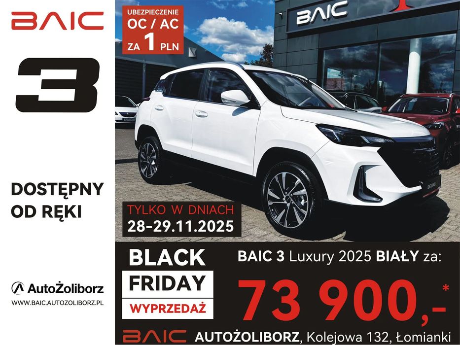 BAIC 3 Kredyt 50/50 lub Polisa OC/AC za 1 zł! Dostępny od ręki!