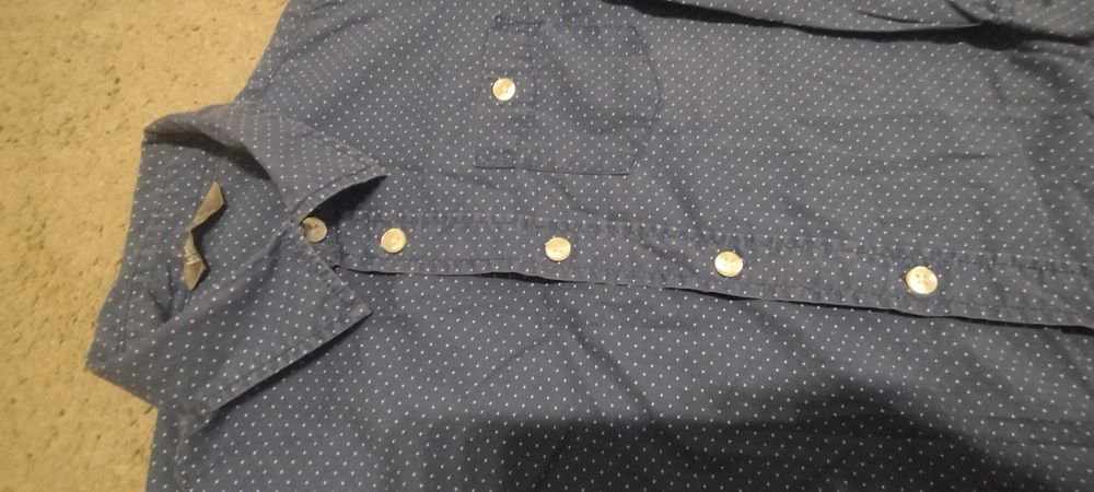 Koszule z długim rękawem 128 biała błękitna