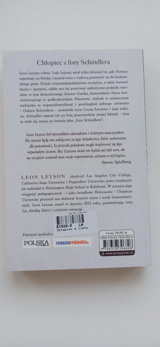 Leon Leyson  " Chłopiec z listy Schindlera "