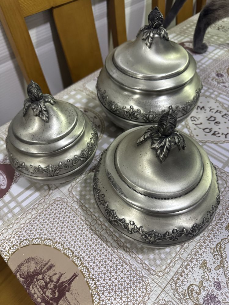 Conjunto 3 caixas em estanho